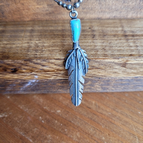 Vintage Turquoise and Sterling Silver Necklace - Picture 4 of 6